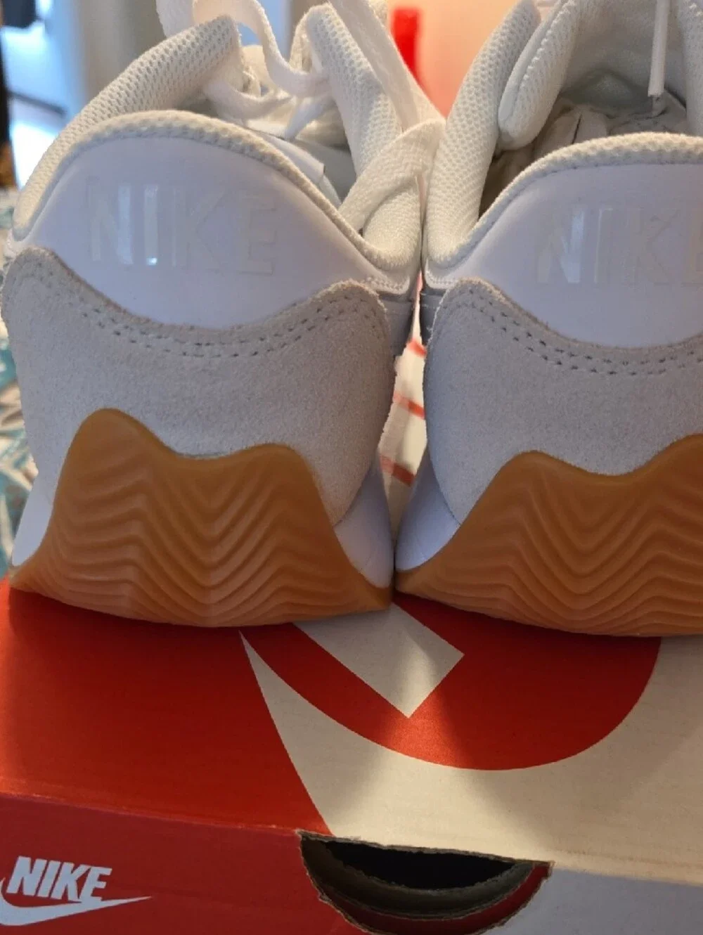 Nike White and Tan Retro Runner Shoes Unisex...womens 9.5..mens 8